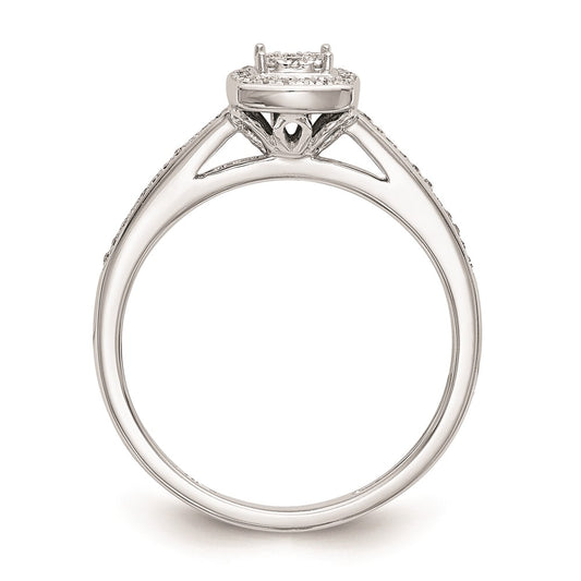 Exclusive 14K White Gold Square Halo Engagement Ring - 1/5 Carat Diamonds, Stylish Value