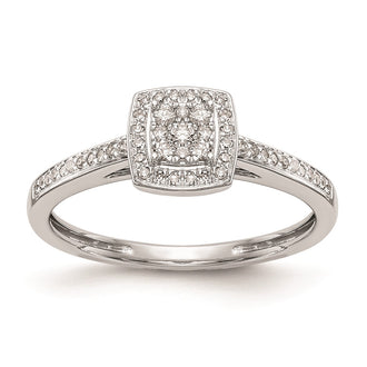 Exclusive 14K White Gold Square Halo Engagement Ring - 1/5 Carat Diamonds, Stylish Value