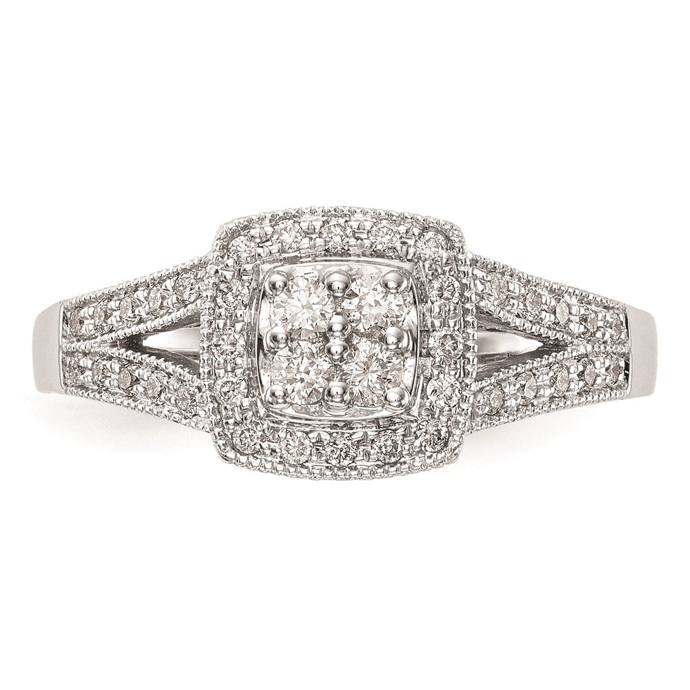 Buy Exclusive 14K White Gold Square Halo Engagement Ring with 1/2 Carat Diamonds