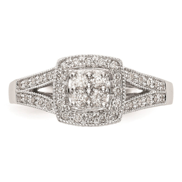 Buy Exclusive 14K White Gold Square Halo Engagement Ring with 1/2 Carat Diamonds-4