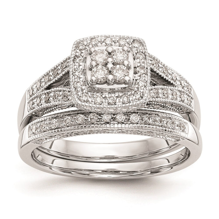 Buy Exclusive 14K White Gold Square Halo Engagement Ring with 1/2 Carat Diamonds-7