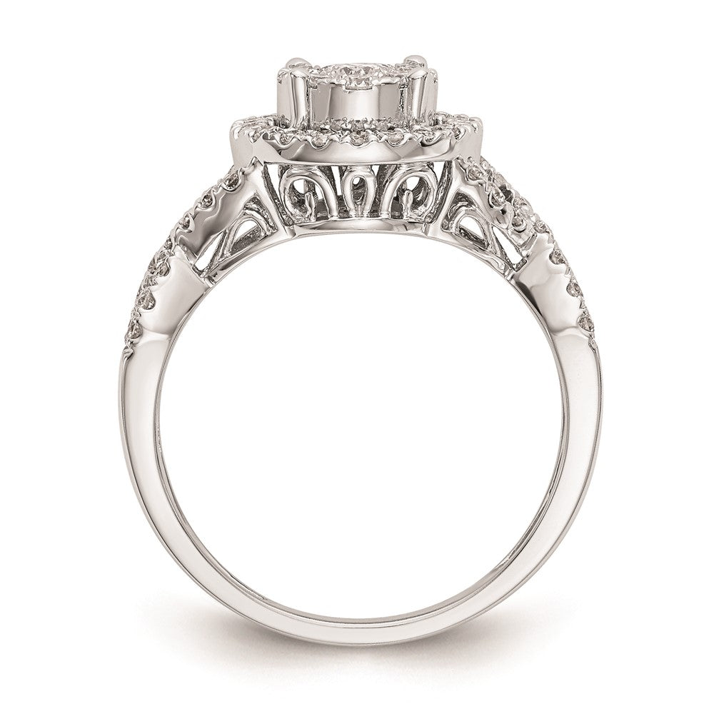 High-quality 14K White Gold 3/4 Carat Diamond Halo Engagement Ring - Stylish Value