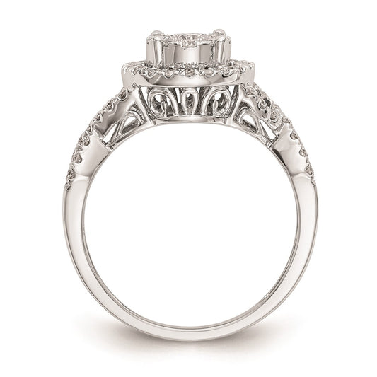 High-quality 14K White Gold 3/4 Carat Diamond Halo Engagement Ring - Stylish Value