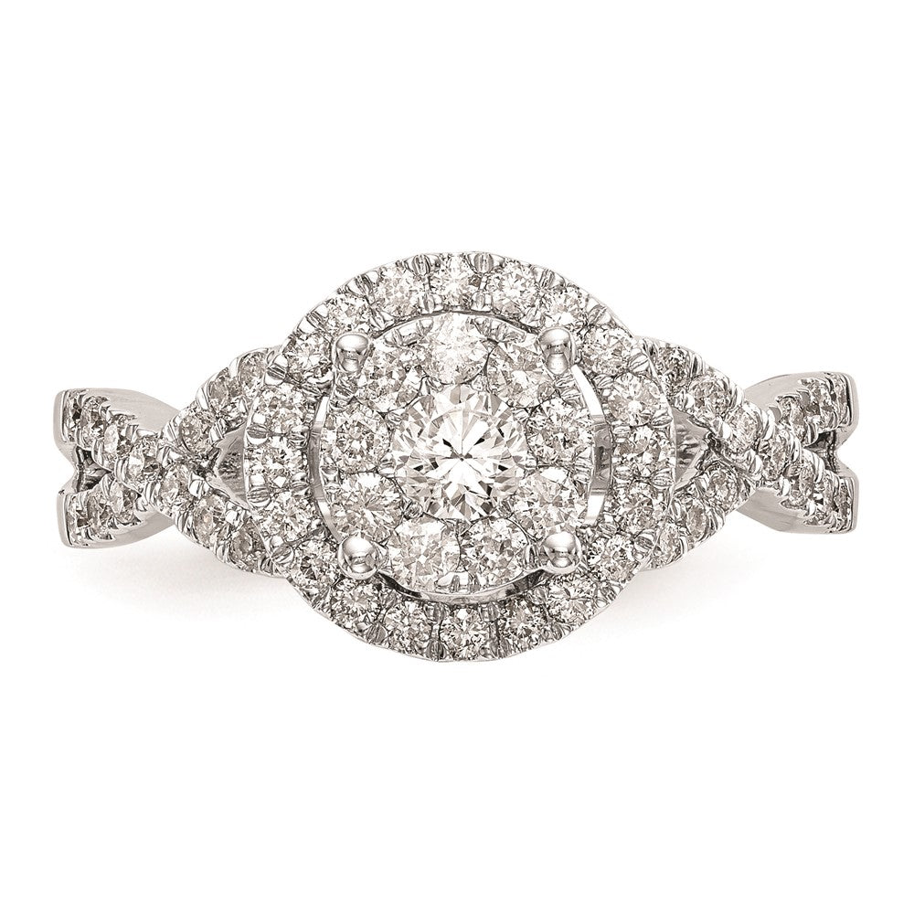 High-quality 14K White Gold 3/4 Carat Diamond Halo Engagement Ring - Stylish Value