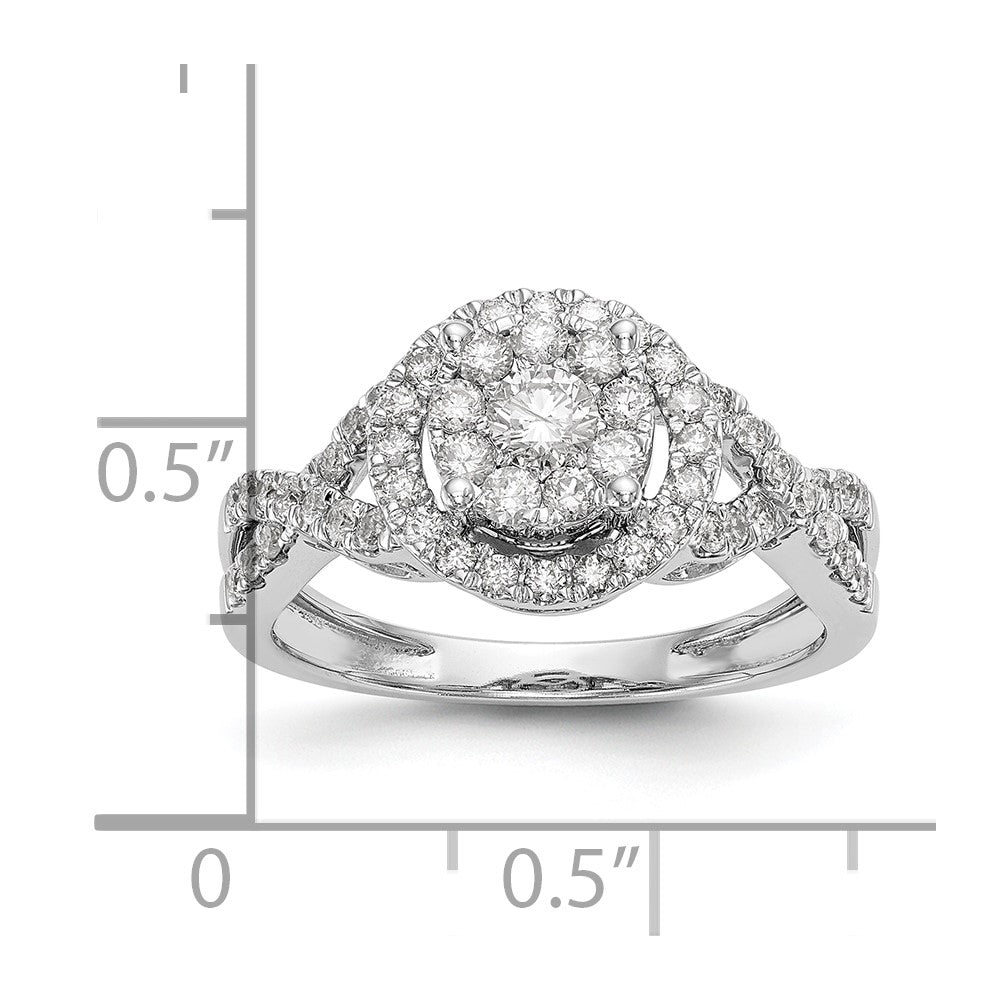 High-quality 14K White Gold 3/4 Carat Diamond Halo Engagement Ring - Stylish Value