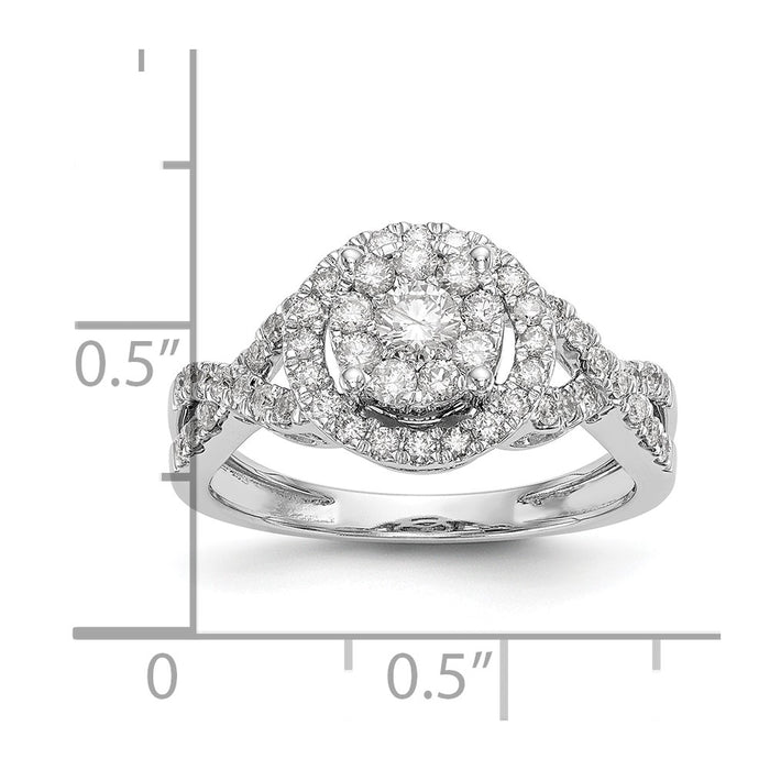 High-quality 14K White Gold 3/4 Carat Diamond Halo Engagement Ring - Stylish Value-7