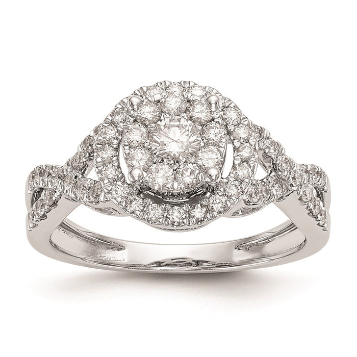High-quality 14K White Gold 3/4 Carat Diamond Halo Engagement Ring - Stylish Value-1