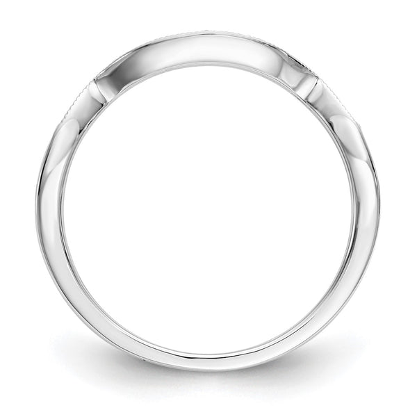 14K White Gold Contoured Wedding Band with 1/10 Carat Diamonds