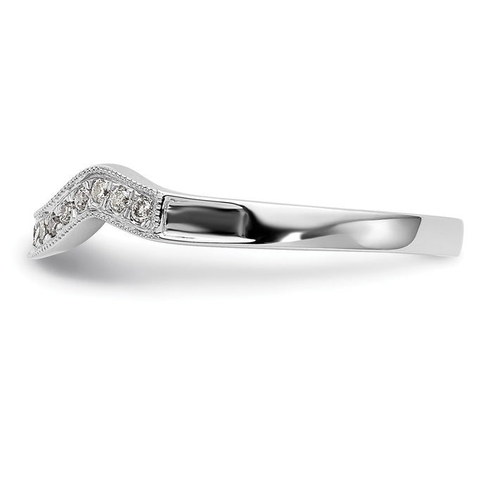 High-Quality 14K White Gold Contoured Wedding Band with 1/10 Carat Diamonds-3