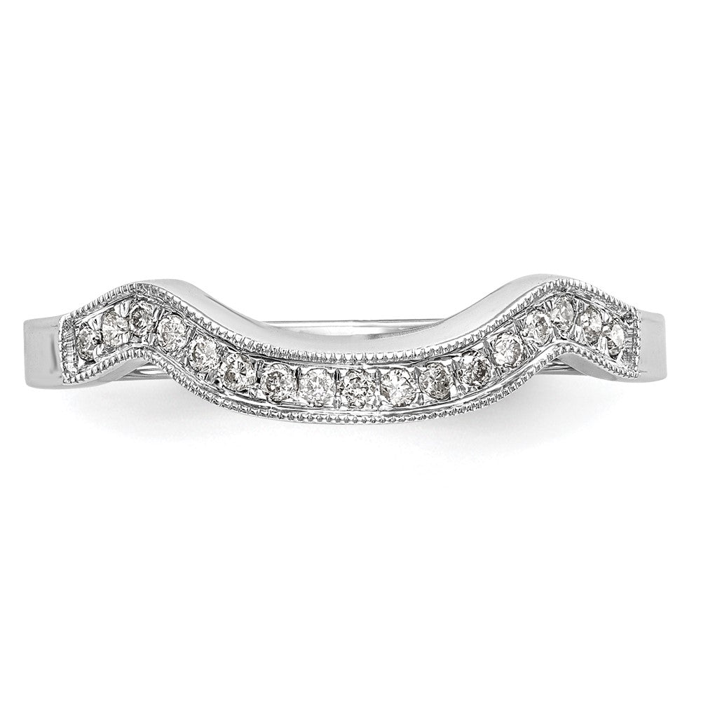 High-Quality 14K White Gold Contoured Wedding Band with 1/10 Carat Diamonds