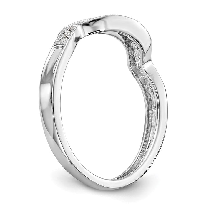 High-Quality 14K White Gold Contoured Wedding Band with 1/10 Carat Diamonds-6