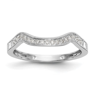 High-Quality 14K White Gold Contoured Wedding Band with 1/10 Carat Diamonds