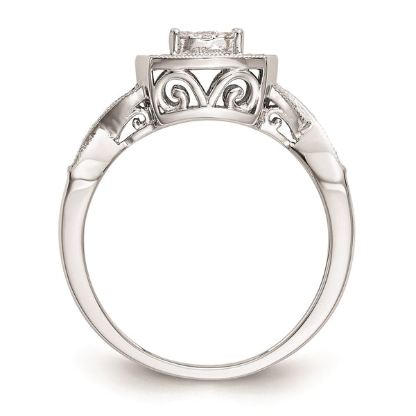 14K White Gold Square Halo Diamond Ring, 3/8 Carat