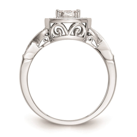 High-Quality 14K White Gold Square Halo Diamond Ring, 3/8 Carat - Stylish Value!