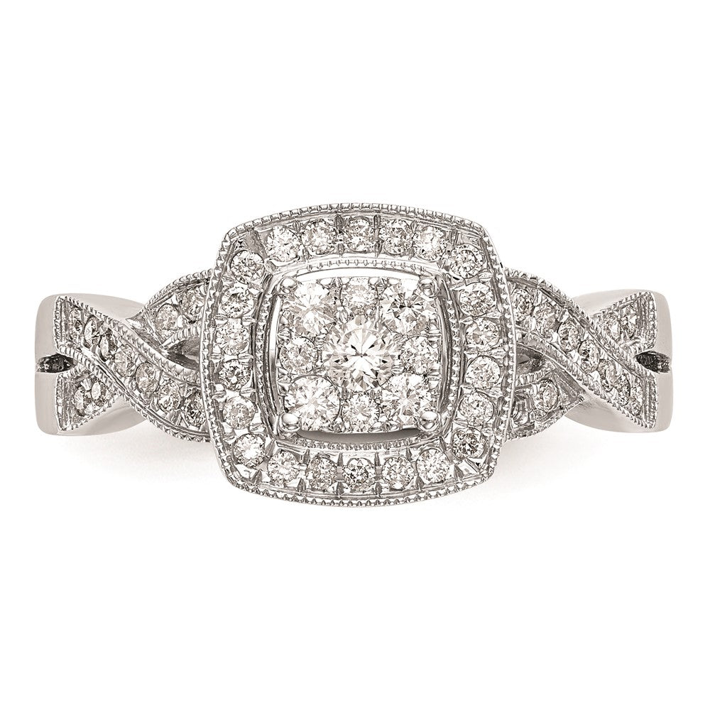 High-Quality 14K White Gold Square Halo Diamond Ring, 3/8 Carat - Stylish Value!