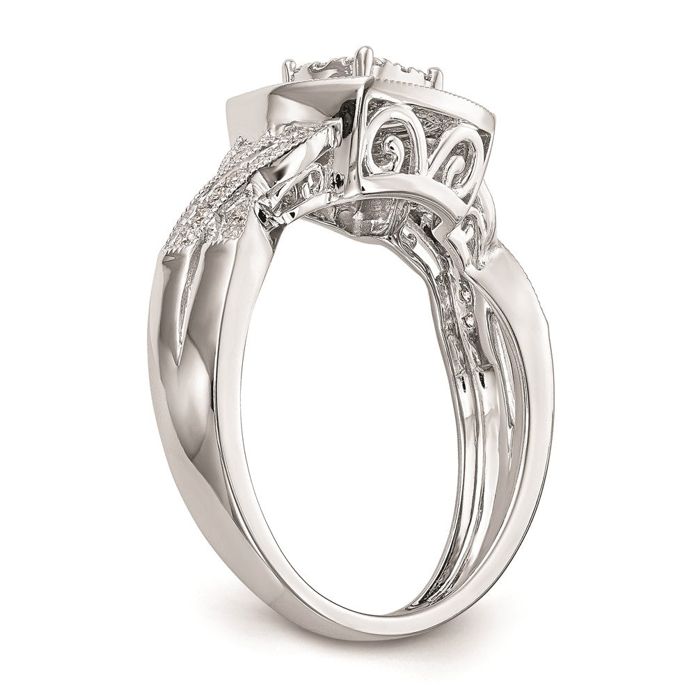 High-Quality 14K White Gold Square Halo Diamond Ring, 3/8 Carat - Stylish Value!