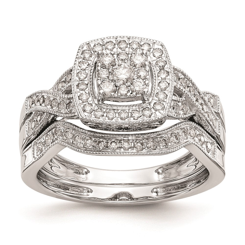 High-Quality 14K White Gold Square Halo Diamond Ring, 3/8 Carat - Stylish Value!