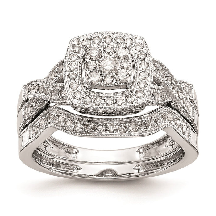 High-Quality 14K White Gold Square Halo Diamond Ring, 3/8 Carat - Stylish Value!-7