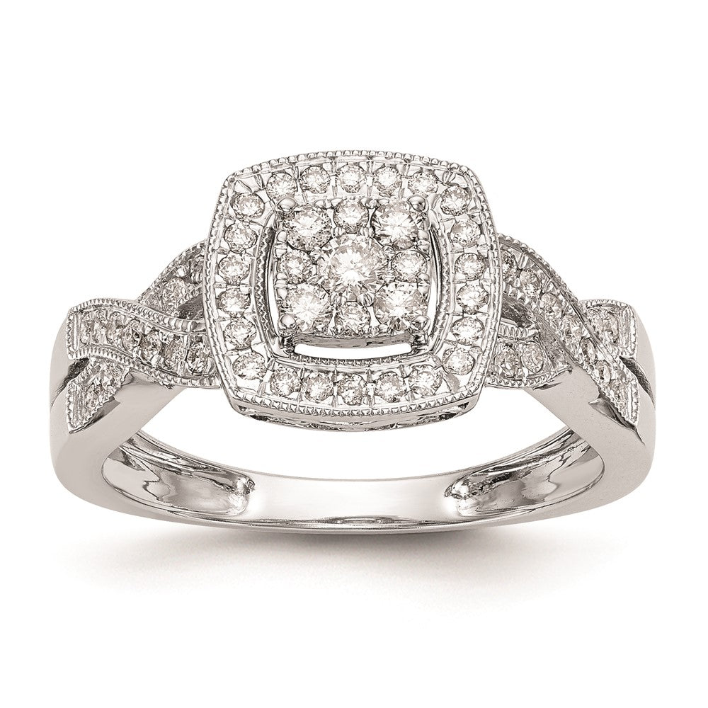 High-Quality 14K White Gold Square Halo Diamond Ring, 3/8 Carat - Stylish Value!