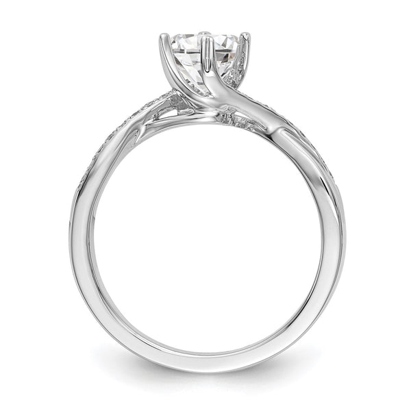 14K White Gold By-Pass Engagement Ring, 1/2 Carat Center
