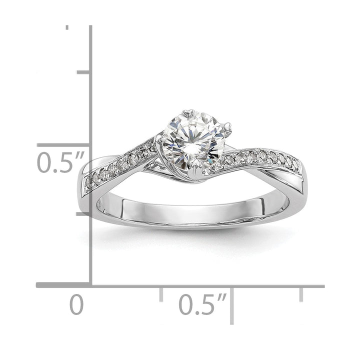 Buy High-Quality 14K White Gold By-Pass Engagement Ring, 1/2 Carat Center-7