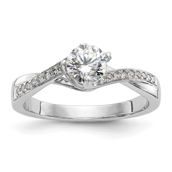 14K White Gold By-Pass Engagement Ring, 1/2 Carat Center
