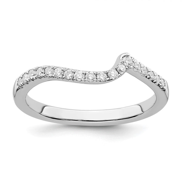 14K White Gold Contoured Wedding Band - 1/5 Carat Diamond - Style GR1-1035589