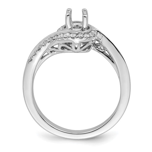 Exclusive 14K White Gold By-Pass Engagement Ring, 1/2 Carat Center, Stylish Design