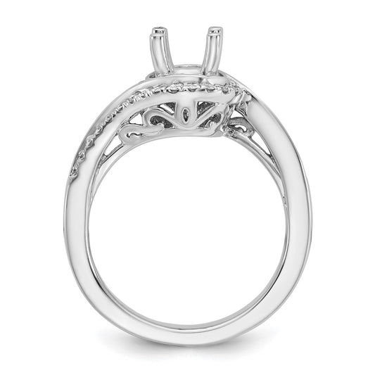 Exclusive 14K White Gold By-Pass Engagement Ring, 1 Carat with 1/3 Carat Diamonds