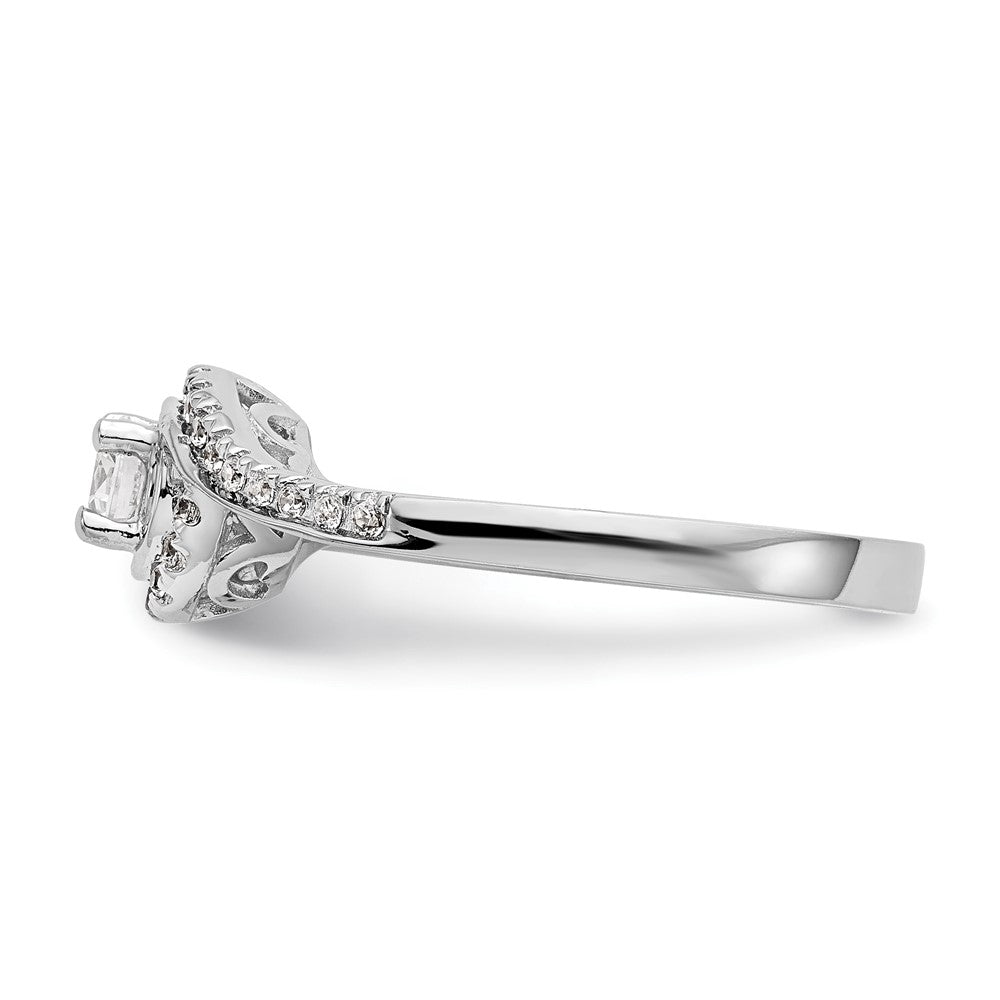 Exclusive 14K White Gold By-Pass Engagement Ring, 1 Carat with 1/3 Carat Diamonds