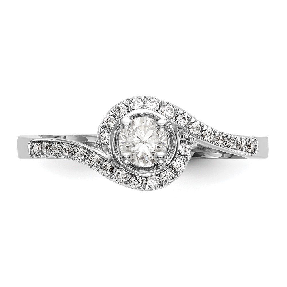 Exclusive 14K White Gold By-Pass Engagement Ring, 1 Carat with 1/3 Carat Diamonds