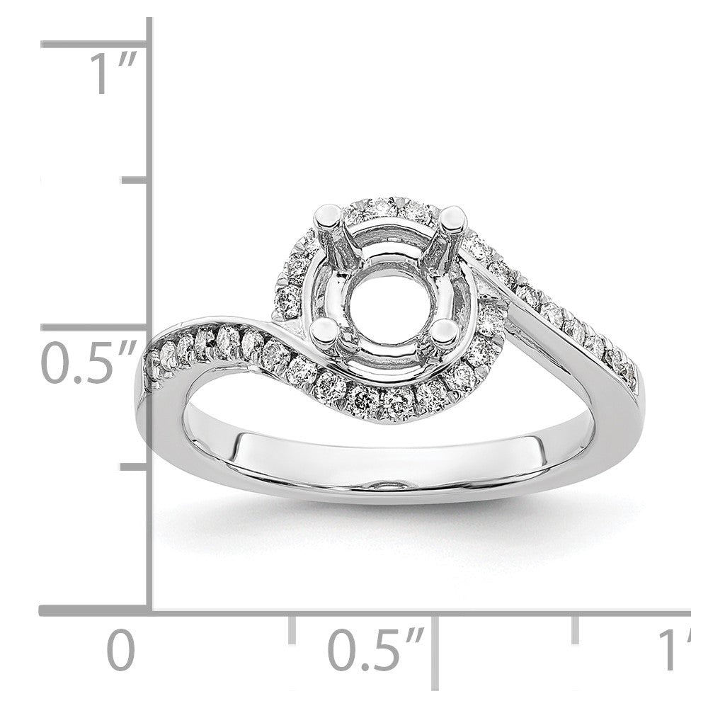 Exclusive 14K White Gold By-Pass Engagement Ring, 1 Carat with 1/3 Carat Diamonds
