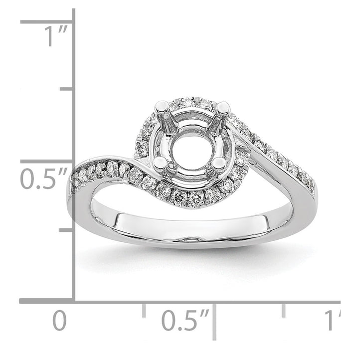 Exclusive 14K White Gold By-Pass Engagement Ring, 1 Carat with 1/3 Carat Diamonds-8