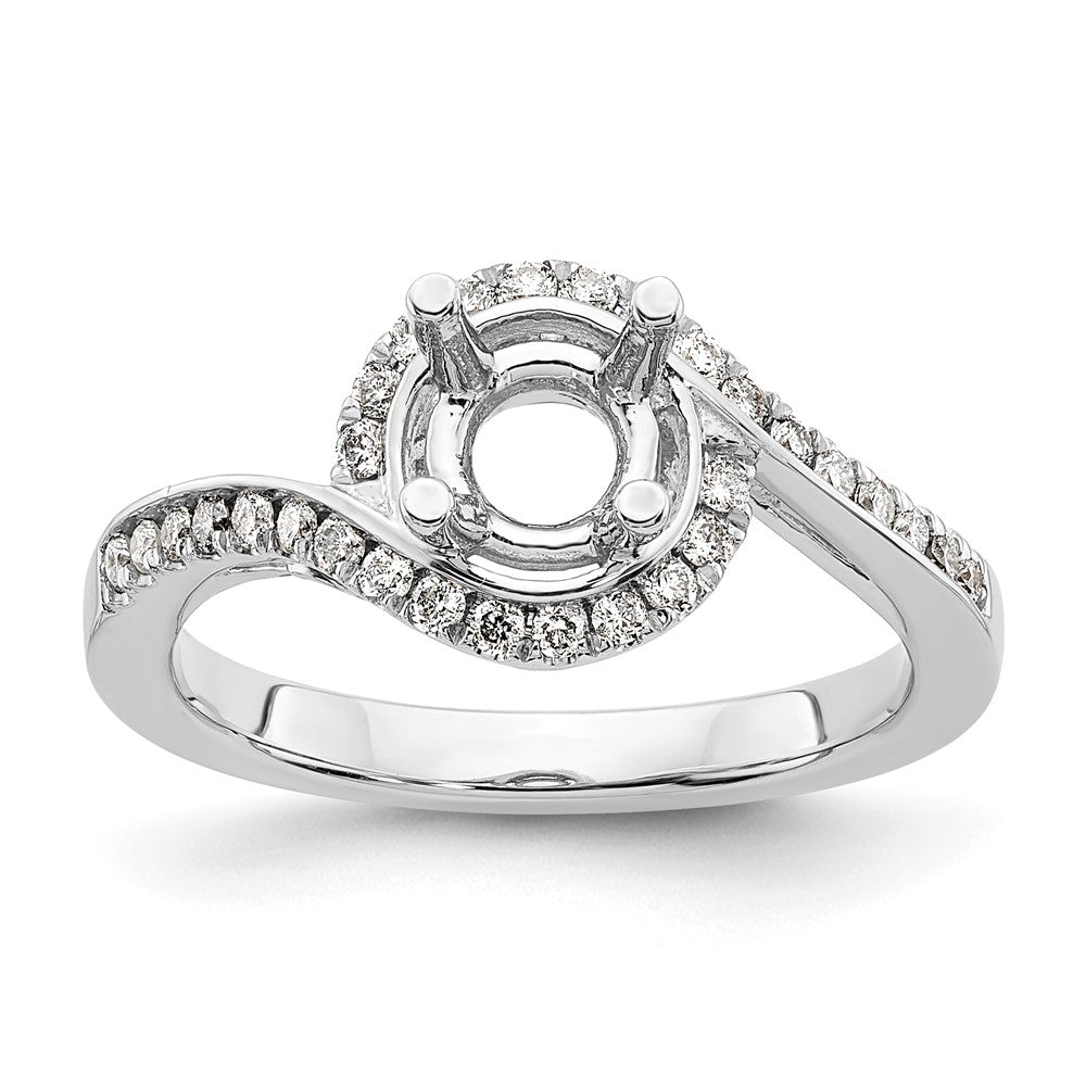 Exclusive 14K White Gold By-Pass Engagement Ring, 1 Carat with 1/3 Carat Diamonds