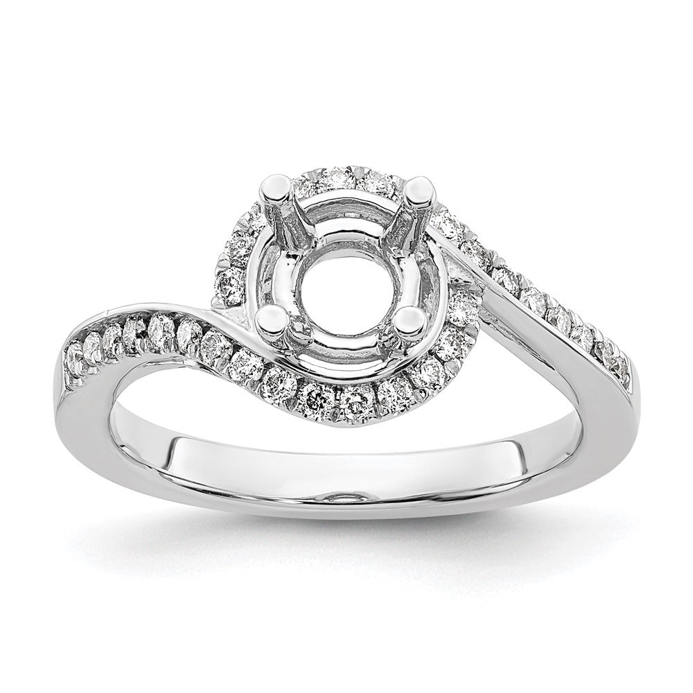 Exclusive 14K White Gold By-Pass Engagement Ring, 1 Carat with 1/3 Carat Diamonds