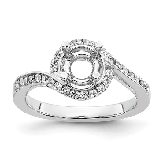 Exclusive 14K White Gold By-Pass Engagement Ring, 1 Carat with 1/3 Carat Diamonds