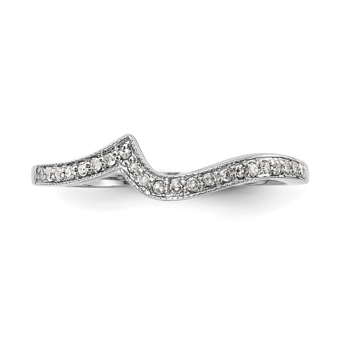 Exclusive 14K White Gold Wedding Band with 1/10 Carat Diamond Accents-4