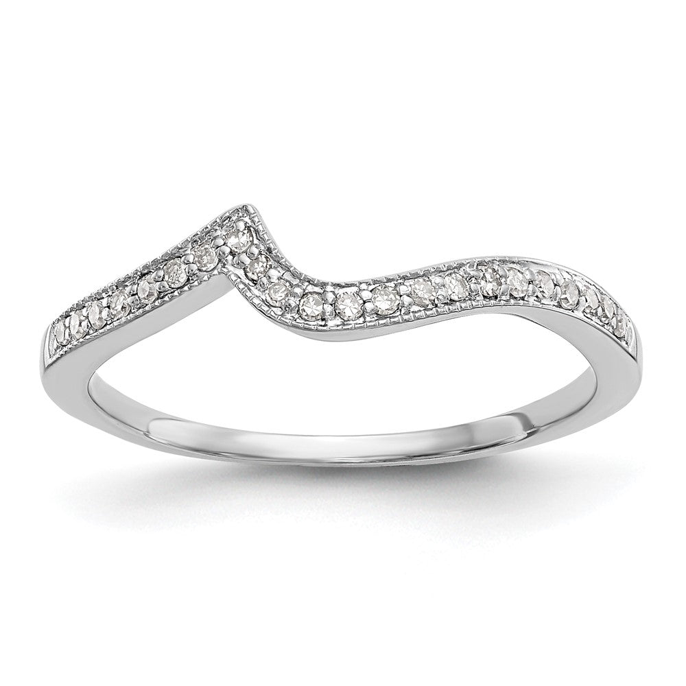 Exclusive 14K White Gold Wedding Band with 1/10 Carat Diamond Accents
