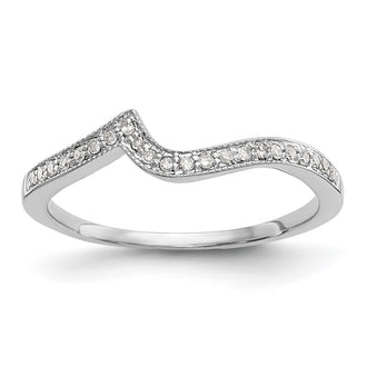 Exclusive 14K White Gold Wedding Band with 1/10 Carat Diamond Accents