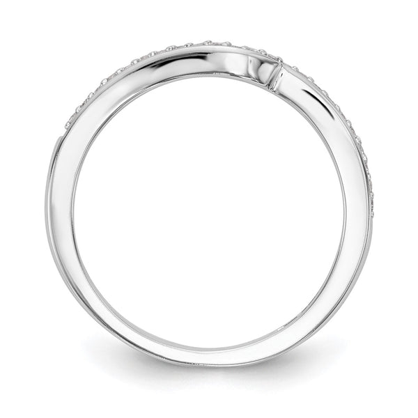 10K White Gold Contoured Wedding Band with 1/10 Carat Diamonds