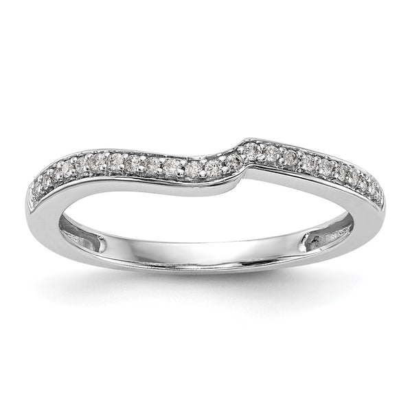 10K White Gold Contoured Wedding Band with 1/10 Carat Diamonds