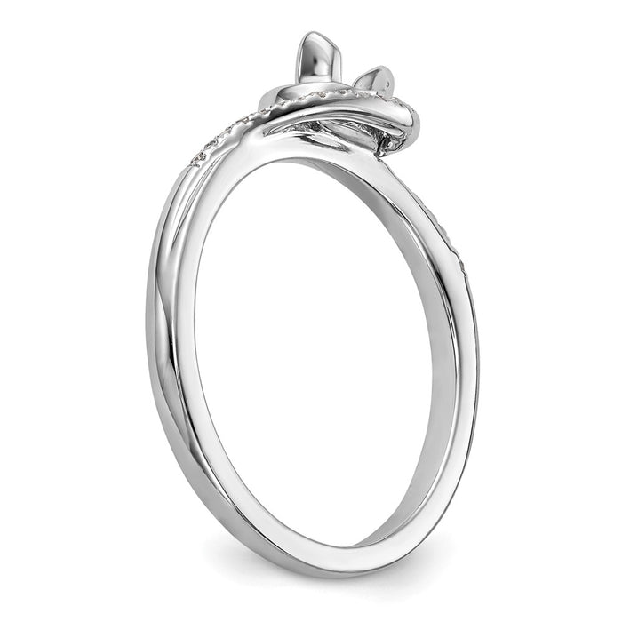 Buy Stylish 14K White Gold By-Pass Engagement Ring, 1/6 Carat Center & Diamonds-5