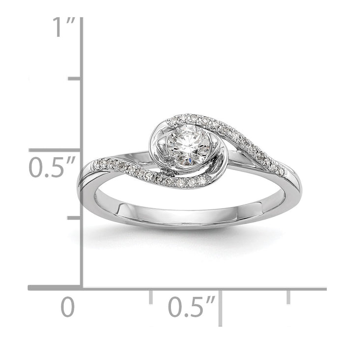 Buy Stylish 14K White Gold By-Pass Engagement Ring, 1/6 Carat Center & Diamonds-6