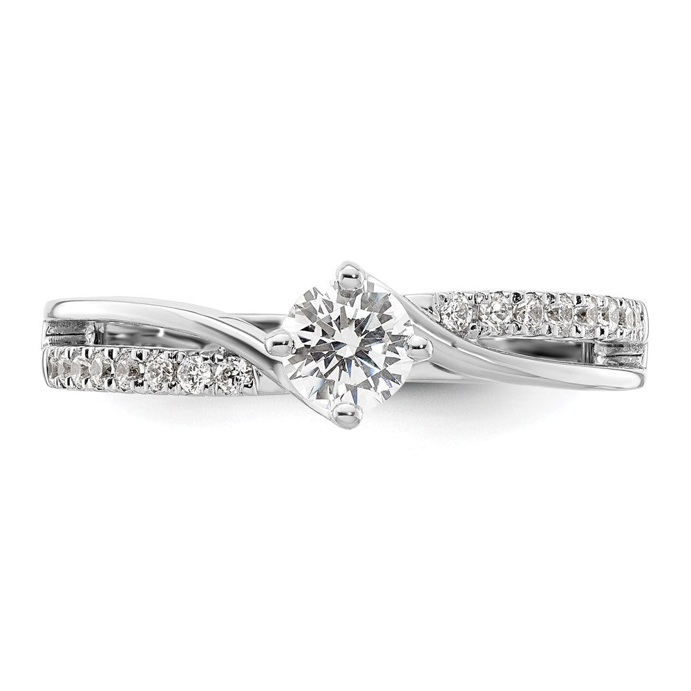 Buy Exclusive 14K White Gold By-Pass Engagement Ring, 1/3 Carat Center, Stylish Accents