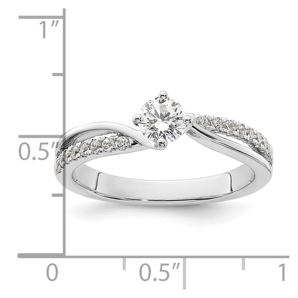 Buy Exclusive 14K White Gold By-Pass Engagement Ring, 1/3 Carat Center, Stylish Accents