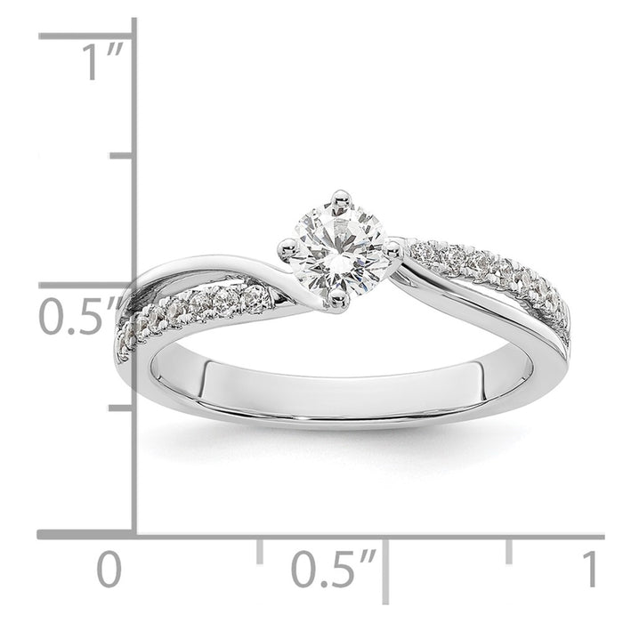 Buy Exclusive 14K White Gold By-Pass Engagement Ring, 1/3 Carat Center, Stylish Accents-7