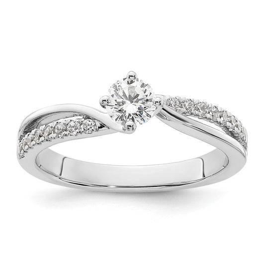 Buy Exclusive 14K White Gold By-Pass Engagement Ring, 1/3 Carat Center, Stylish Accents