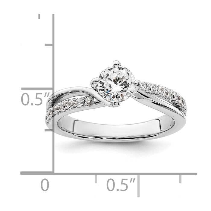 Buy Stylish 14K White Gold By-Pass Engagement Ring for 3/4 Carat Center-7