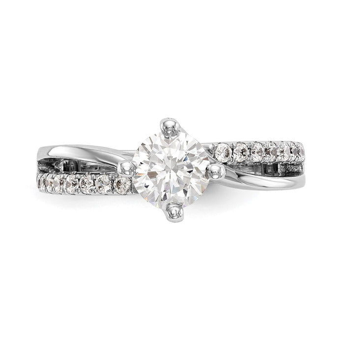 Buy 14K White Gold By-Pass Engagement Ring for 1 Carat Round Center - Luxury Design-4