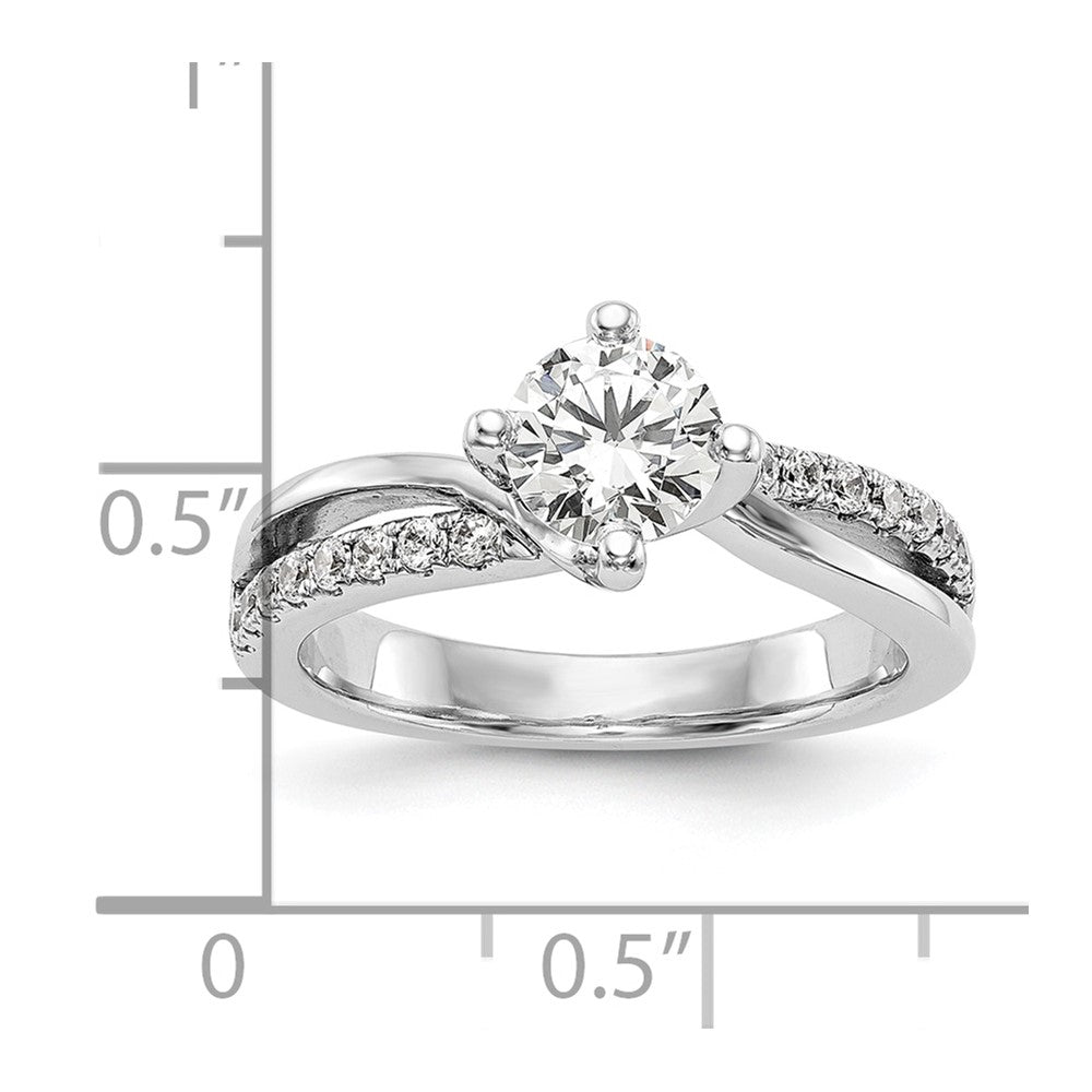 Buy 14K White Gold By-Pass Engagement Ring for 1 Carat Round Center - Luxury Design